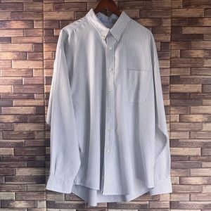 Mens EUC Sunweave XL White & Gray Stripped Button Down Shirt